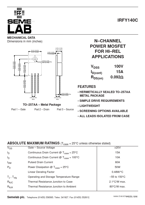 IRFY140C