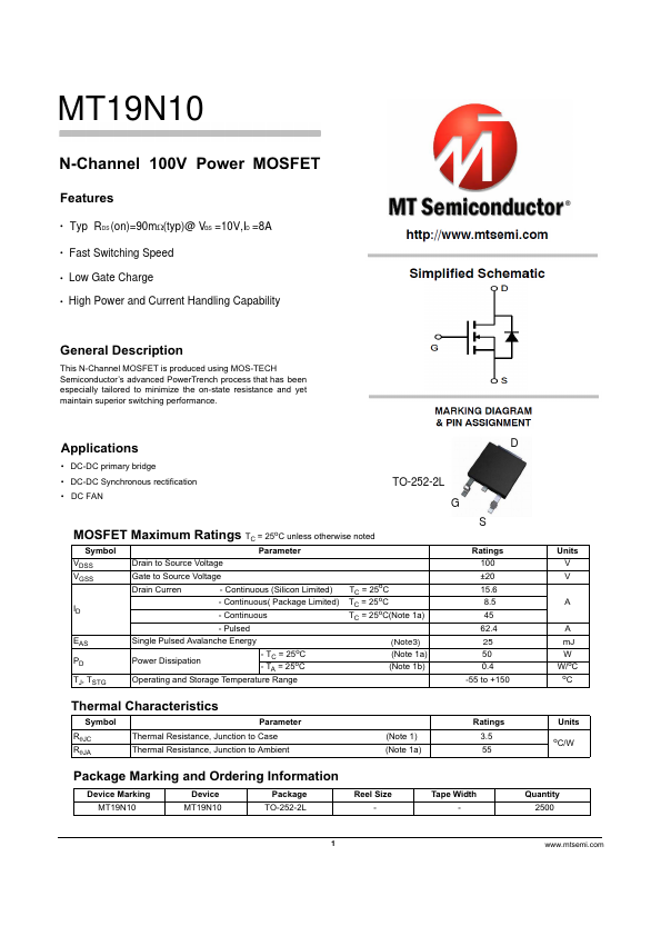 MT19N10 Datasheet Preview