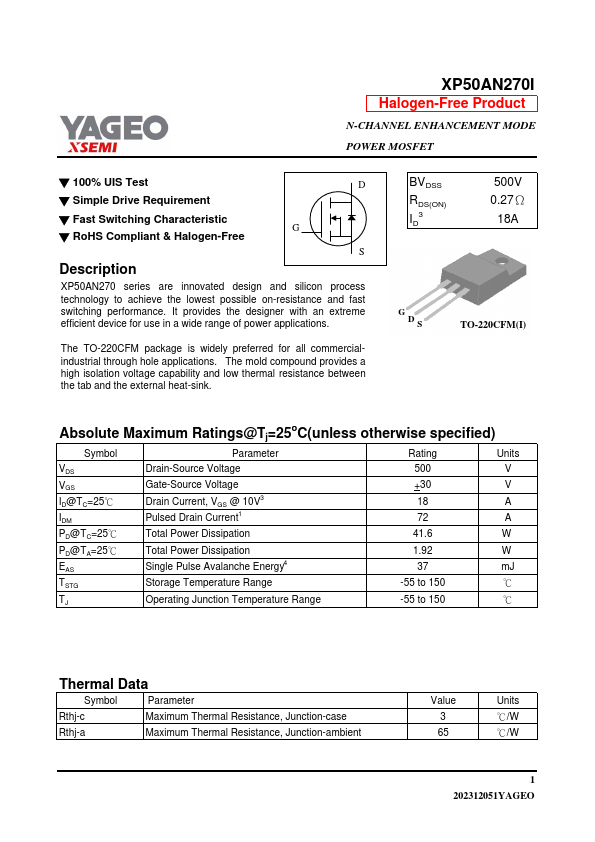 XP50AN270I Datasheet Preview
