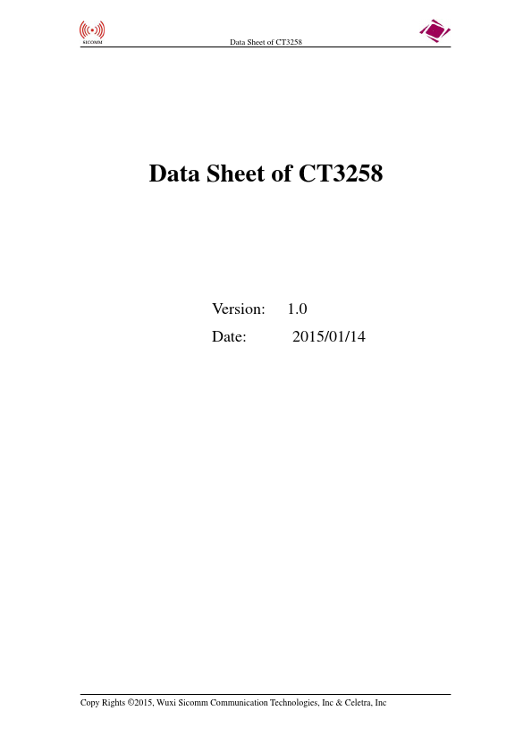 CT3258 Processor by SICOMM - Datasheet Preview