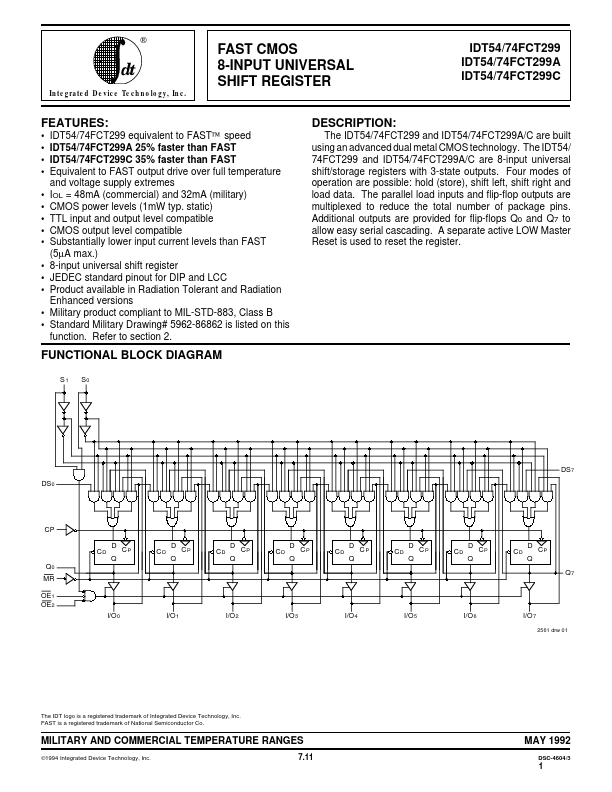 IDT54FCT299C