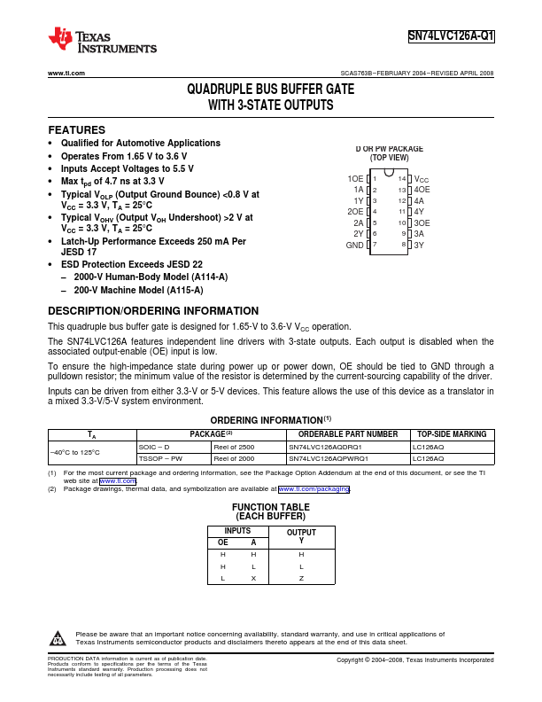 SN74LVC126A-Q1