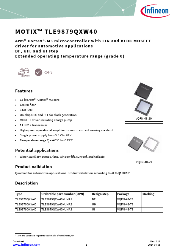 TLE9879QXW40 Datasheet Preview