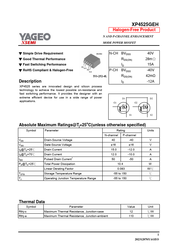 XP4525GEH Datasheet Preview