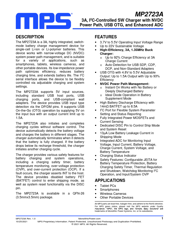 MP2723A Datasheet Preview
