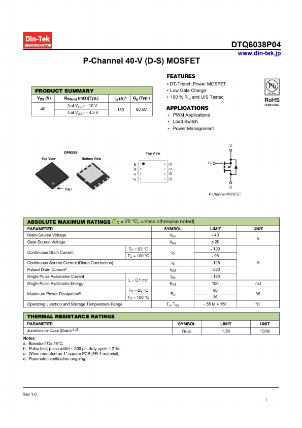 DTQ6038P04 Datasheet Preview