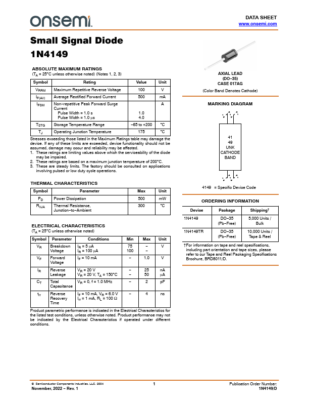1N4149 Datasheet Preview