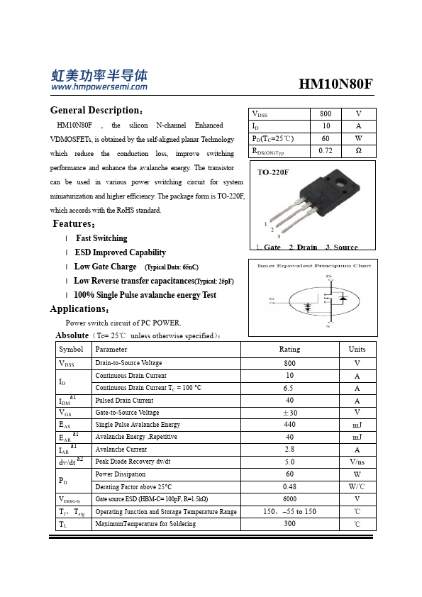 HM10N80F Datasheet Preview