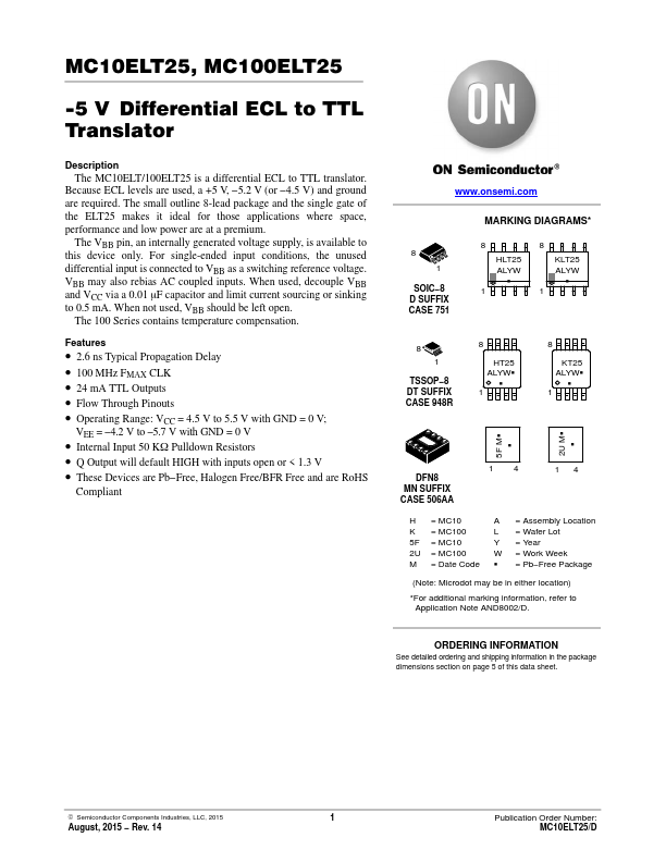 MC10ELT25