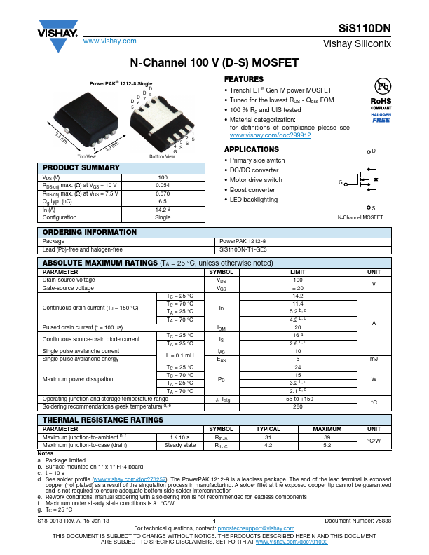 SiS110DN Datasheet Preview