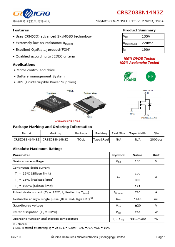 CRSZ038N14N3Z Datasheet Preview