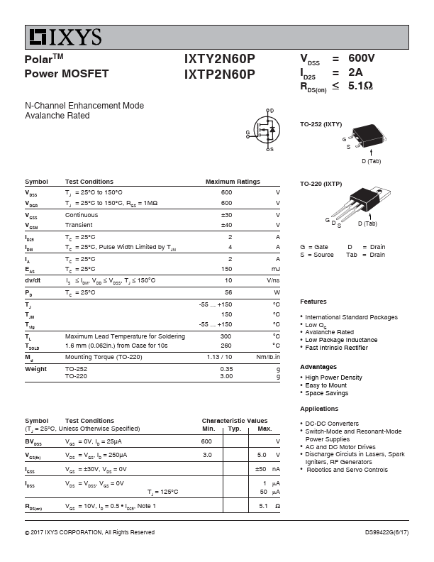 IXTP2N60P