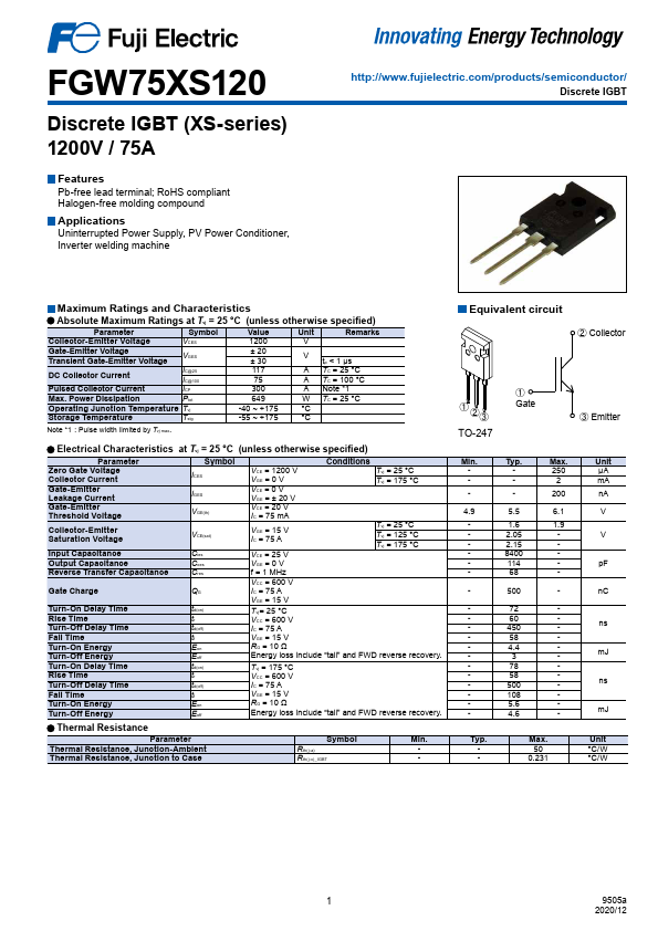 FGW75XS120 Datasheet Preview
