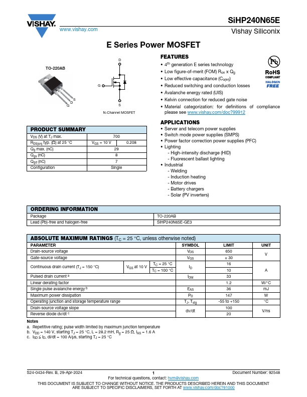 SiHP240N65E