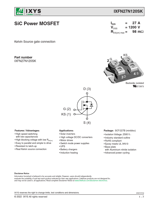 IXFN27N120SK Datasheet Preview