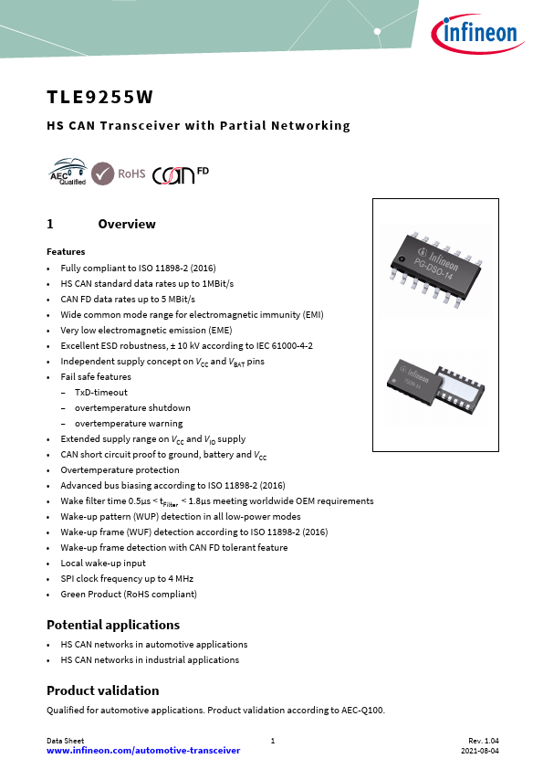 TLE9255W Datasheet Preview