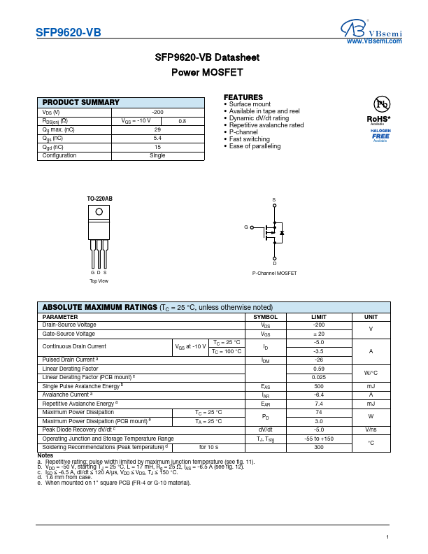 SFP9620 Datasheet Preview
