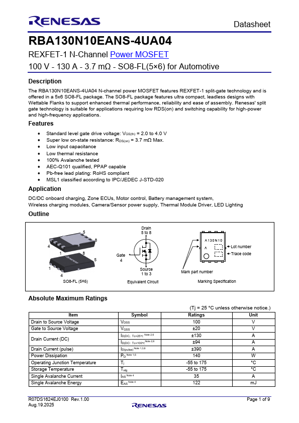 RBA130N10EANS-4UA04 Datasheet Preview