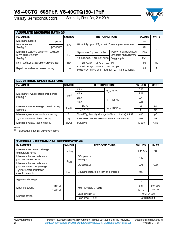 VS-40CTQ150-1PbF