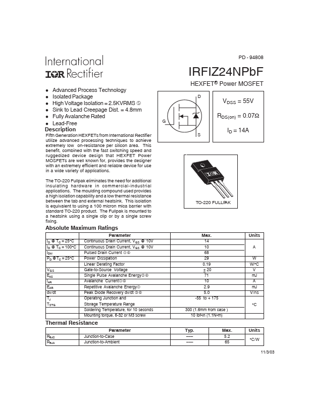 IRFIZ24NPBF