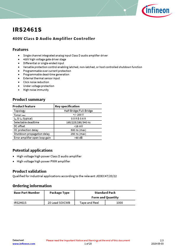 IRS2461S Datasheet Preview