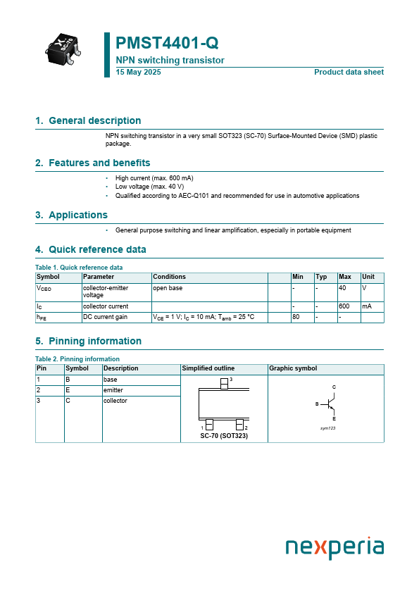PMST4401-Q Datasheet Preview