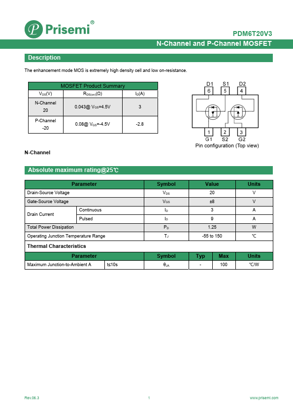 PDM6T20V3 Datasheet Preview