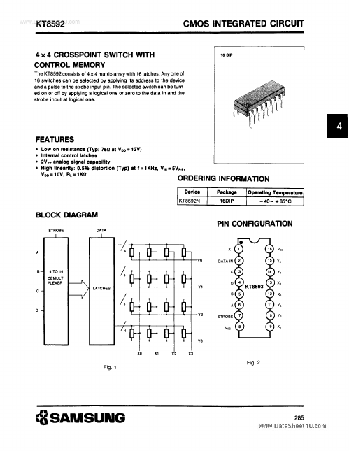 KT8592 4 X 4 CROSSPOINT SWITCH Samsung Semiconductor 
