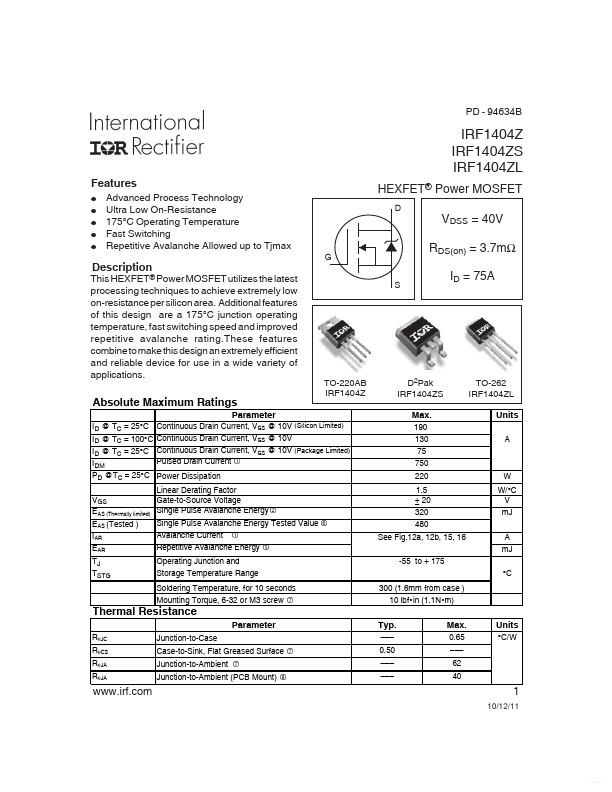 IRF1404ZL