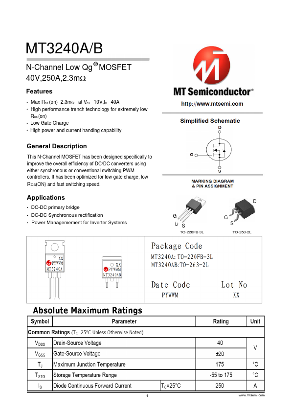MT3240B Datasheet Preview