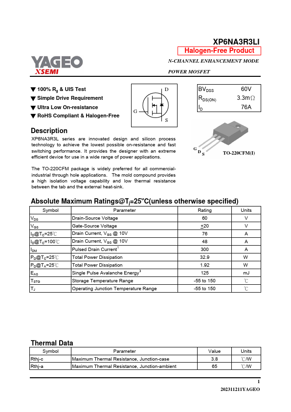 XP6NA3R3LI Datasheet Preview