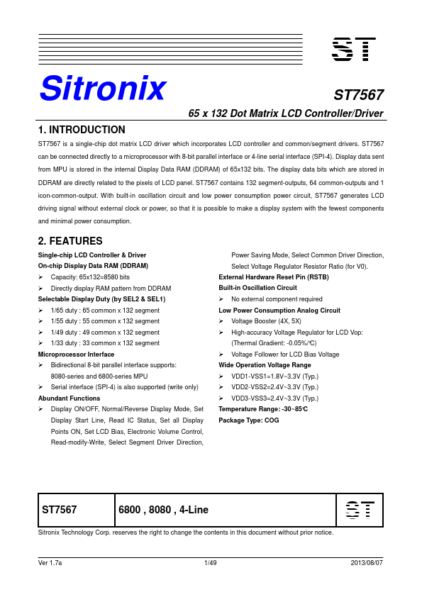 ST7567 Datasheet Preview