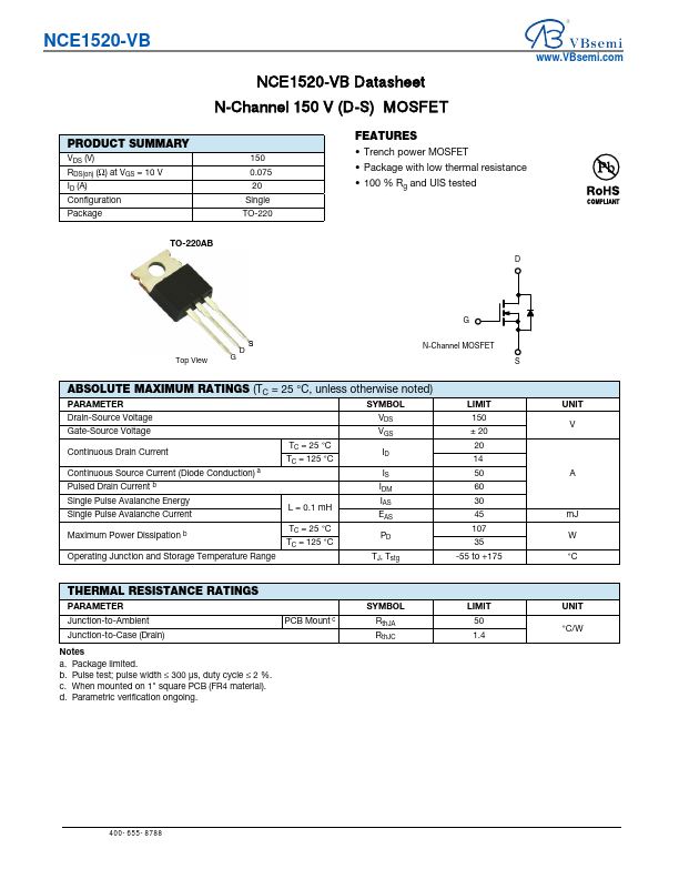 NCE1520 Datasheet Preview