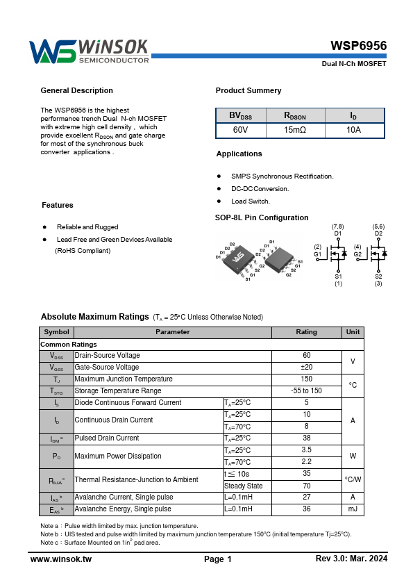 WSP6956 Datasheet Preview