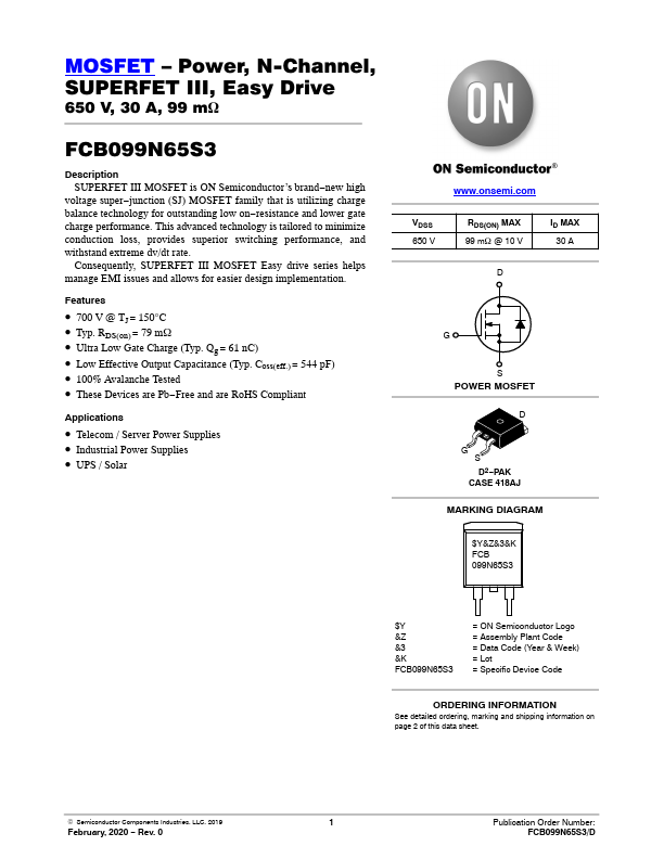 FCB099N65S3