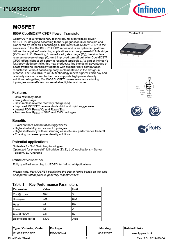 IPL60R225CFD7 Datasheet Preview