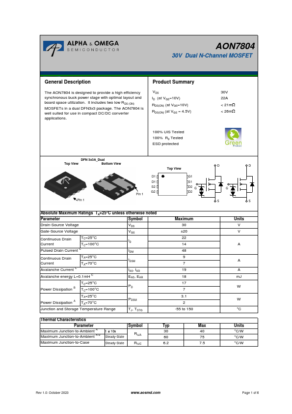 AON7804 Datasheet Preview