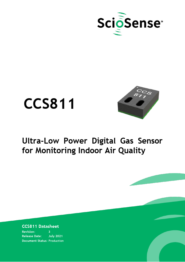 CCS811 Ultra-Low Power Digital Gas Sensor by ScioSense - Datasheet Preview