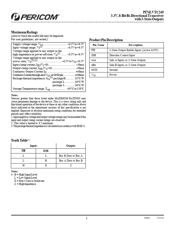 PI74LVTC245