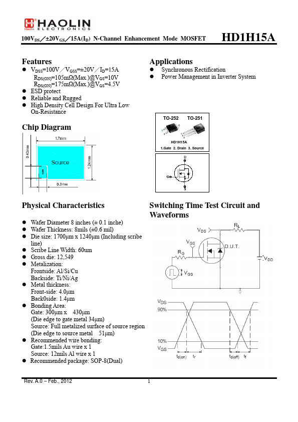 HD1H15A Datasheet Preview