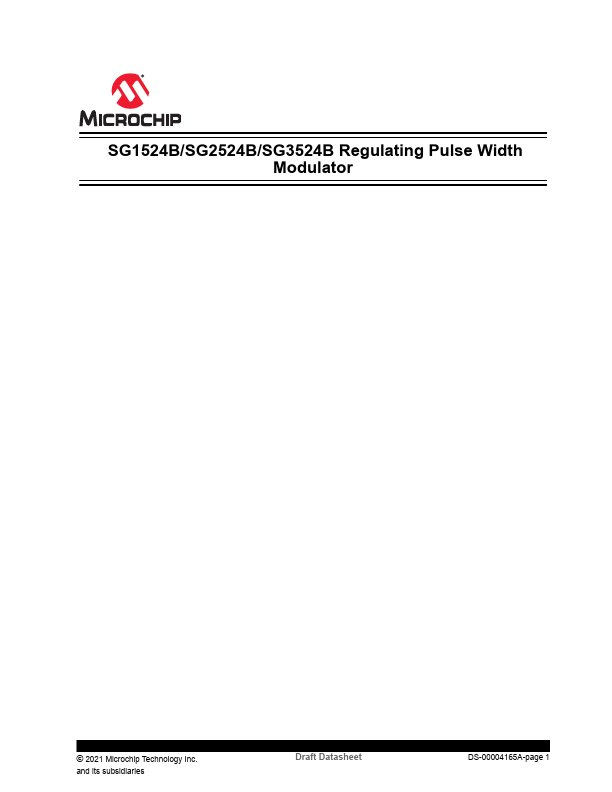 SG1524B Regulating Pulse Width Modulator by Microchip - Datasheet Preview