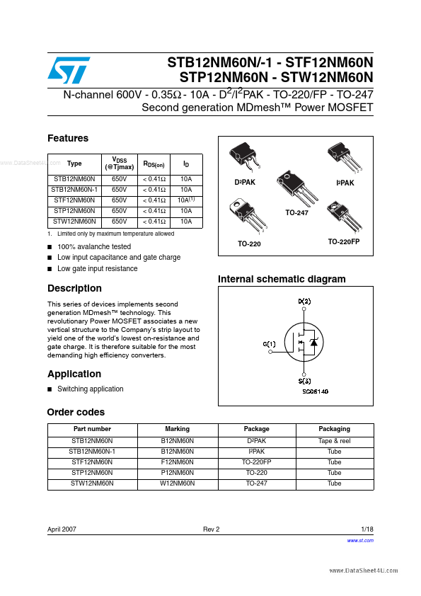 STB12NM60N-1