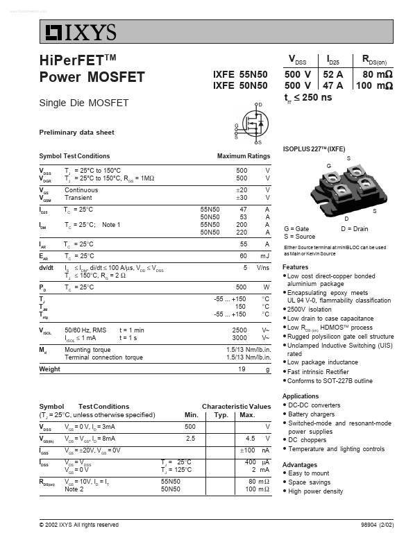 IXFE55N50