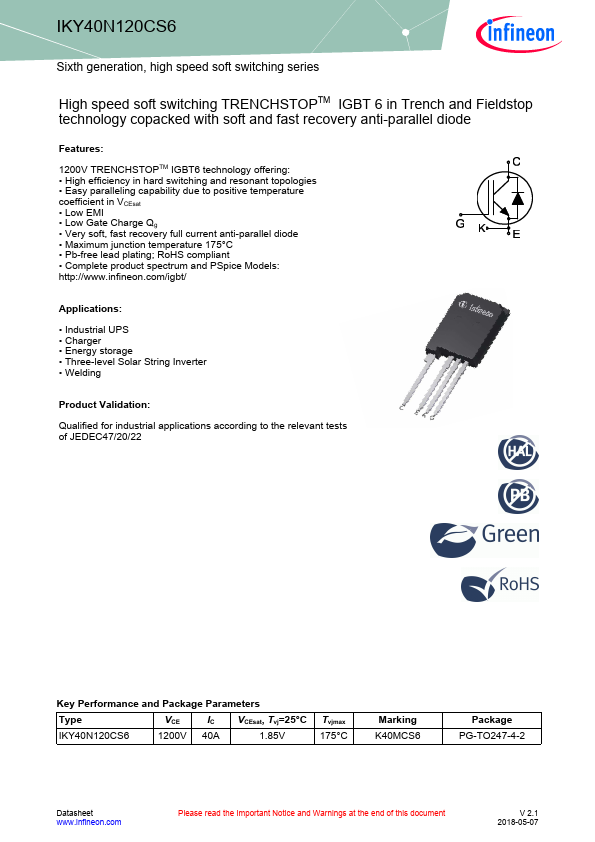 IKY40N120CS6 Datasheet Preview