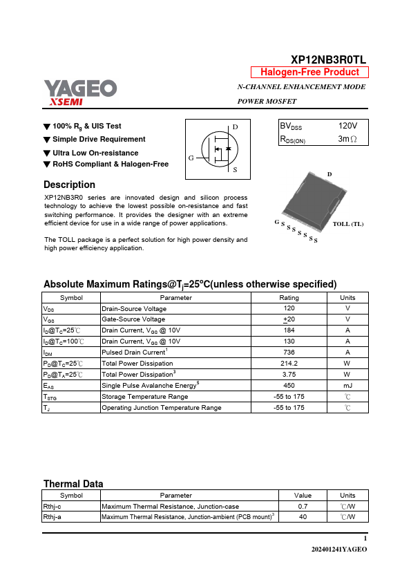 XP12NB3R0TL Datasheet Preview