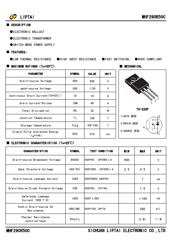 MHF290R50C Datasheet Preview
