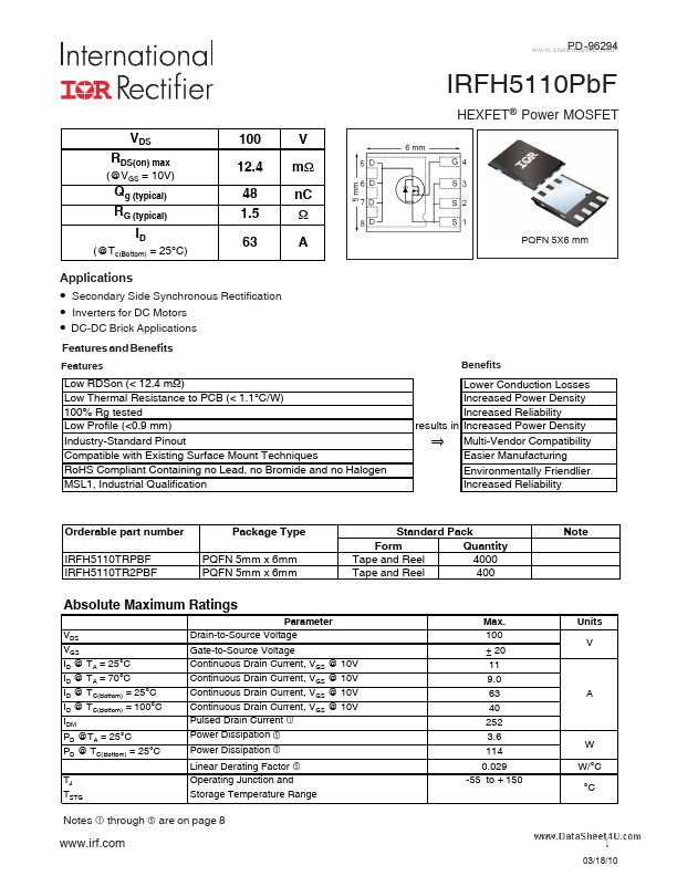 IRFH5110PBF