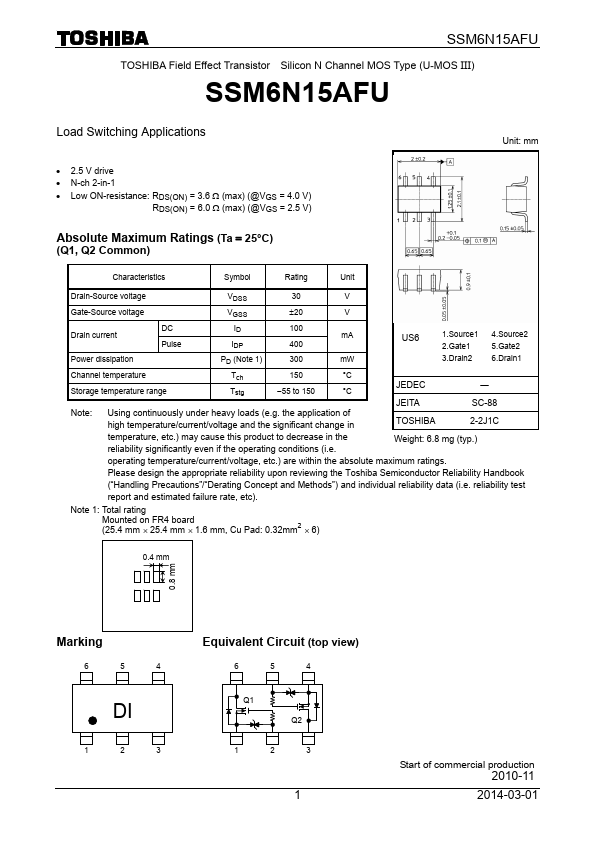 SSM6N15AFU