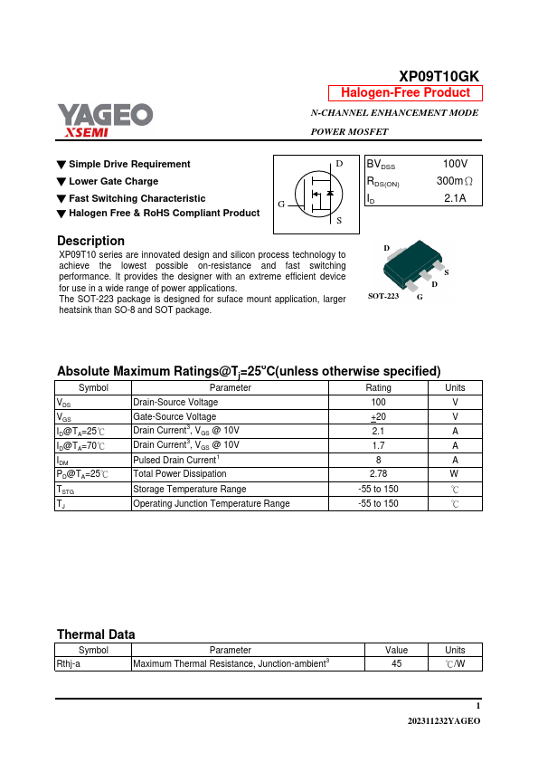 XP09T10GK Datasheet Preview