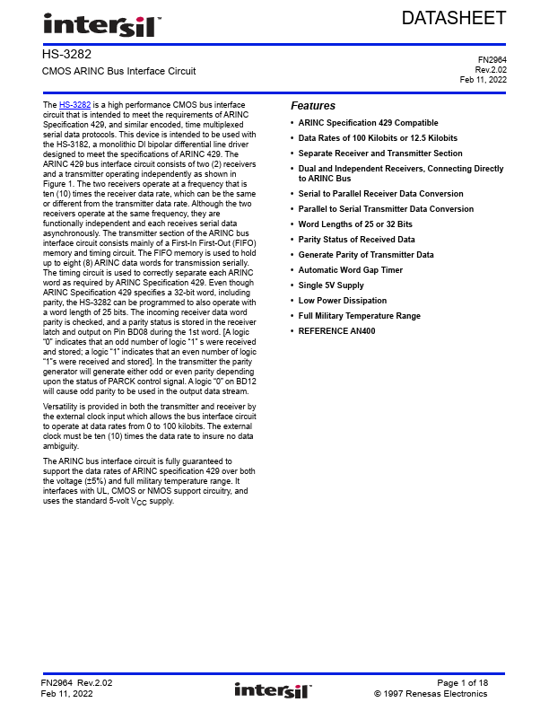 HS-3282 Datasheet Preview